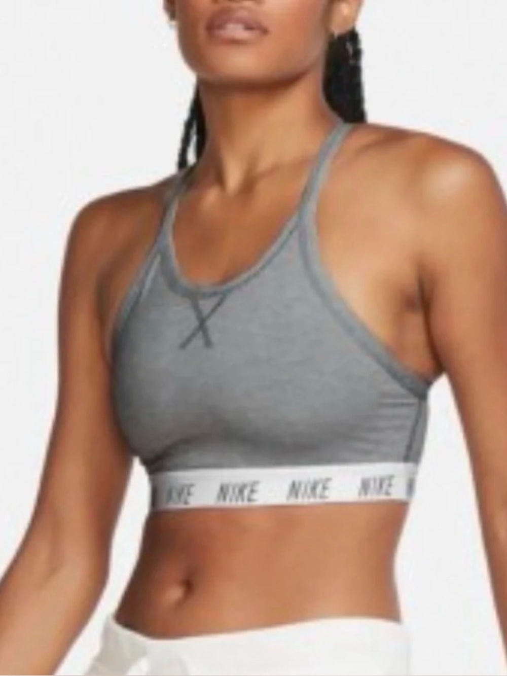 NIKE DRI-FIT Women’s Indy Light Gray Sports Bra Removable Pads Size Small